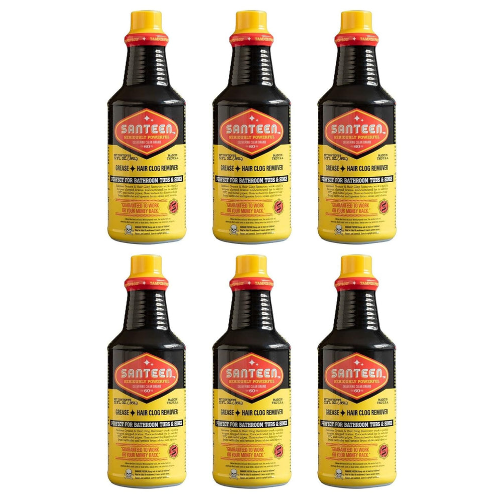 Santeen Grease, Hair Clog Remover (6pk of Quart Bottles)