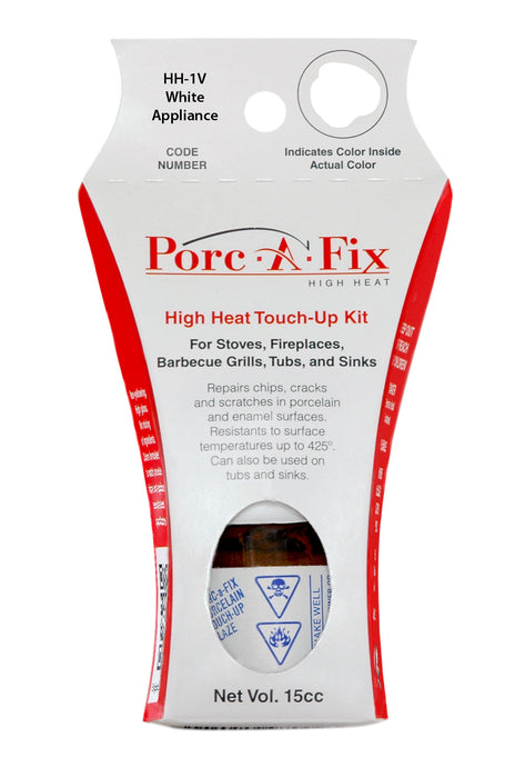 Porc-A-Fix® HIGH HEAT Touch-Up Glaze

The original Porc-A-Fix® glaze is not intended for use on materials exposed to high temperatures.  For those applications, there is Porc-A-Fix High Heat, a select line of colors specifically formulated to withstand temperatures up to 425 degrees F.  
Porc-A-Fix High Heat is for use on stovetops, enamel fireplaces, barbecues and other surfaces exposed to high heat.
