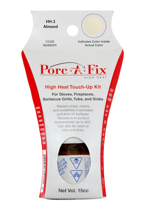 Porc-A-Fix® HIGH HEAT Touch-Up Glaze

The original Porc-A-Fix® glaze is not intended for use on materials exposed to high temperatures.  For those applications, there is Porc-A-Fix High Heat, a select line of colors specifically formulated to withstand temperatures up to 425 degrees F.  
Porc-A-Fix High Heat is for use on stovetops, enamel fireplaces, barbecues and other surfaces exposed to high heat.
