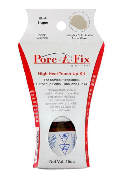 Porc-A-Fix® HIGH HEAT Touch-Up Glaze

The original Porc-A-Fix® glaze is not intended for use on materials exposed to high temperatures.  For those applications, there is Porc-A-Fix High Heat, a select line of colors specifically formulated to withstand temperatures up to 425 degrees F.  
Porc-A-Fix High Heat is for use on stovetops, enamel fireplaces, barbecues and other surfaces exposed to high heat.
