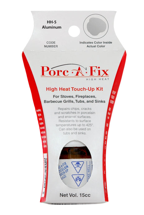 Porc-A-Fix® HIGH HEAT Touch-Up Glaze

The original Porc-A-Fix® glaze is not intended for use on materials exposed to high temperatures.  For those applications, there is Porc-A-Fix High Heat, a select line of colors specifically formulated to withstand temperatures up to 425 degrees F.  
Porc-A-Fix High Heat is for use on stovetops, enamel fireplaces, barbecues and other surfaces exposed to high heat.
