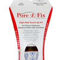 Porc-A-Fix® HIGH HEAT Touch-Up Glaze

The original Porc-A-Fix® glaze is not intended for use on materials exposed to high temperatures.  For those applications, there is Porc-A-Fix High Heat, a select line of colors specifically formulated to withstand temperatures up to 425 degrees F.  
Porc-A-Fix High Heat is for use on stovetops, enamel fireplaces, barbecues and other surfaces exposed to high heat.

