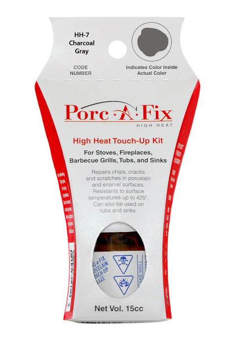 Porc-A-Fix® HIGH HEAT Touch-Up Glaze

The original Porc-A-Fix® glaze is not intended for use on materials exposed to high temperatures.  For those applications, there is Porc-A-Fix High Heat, a select line of colors specifically formulated to withstand temperatures up to 425 degrees F.  
Porc-A-Fix High Heat is for use on stovetops, enamel fireplaces, barbecues and other surfaces exposed to high heat.
