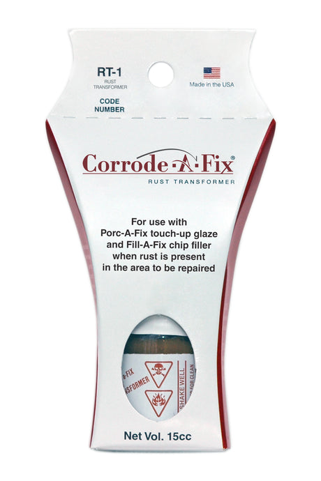 Corrode-A-Fix® Rust Transformer completely neutralizes annoying, persistent rust on steel and cast-iron by converting it to a protective black layer 30 minutes after application.